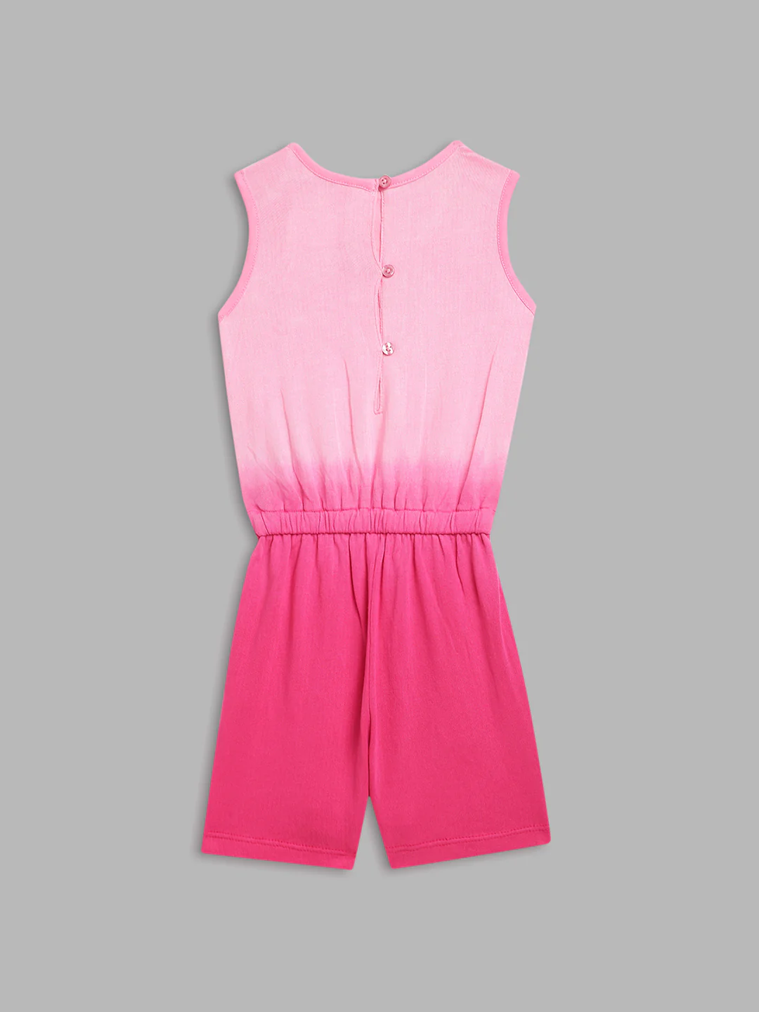 Blue Giraffe Girls Pink Solid Round Neck Playsuit - Image 3