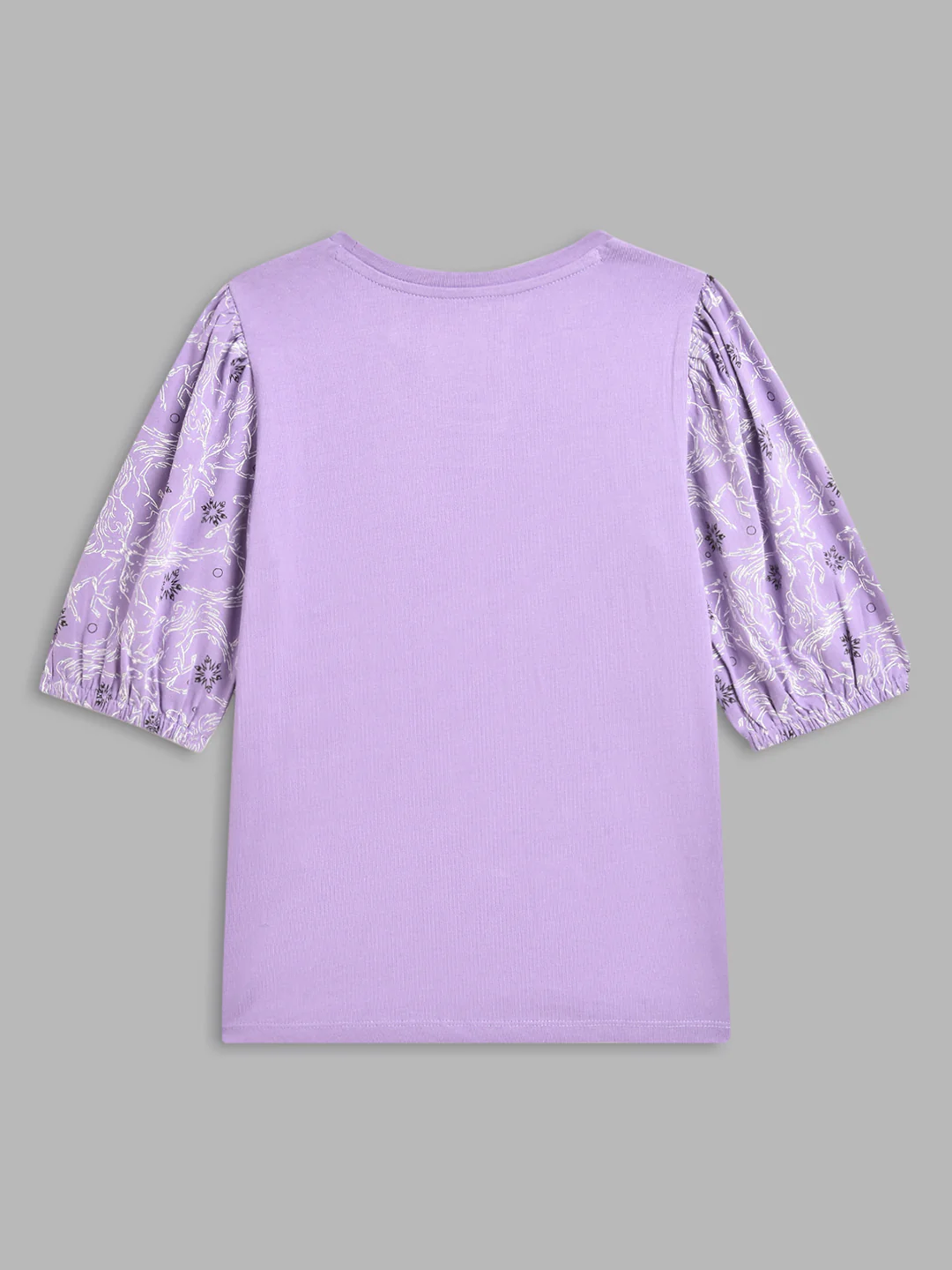 Blue Giraffe Girls Purple Printed Round Neck Short Sleeves Tshirt - Image 2