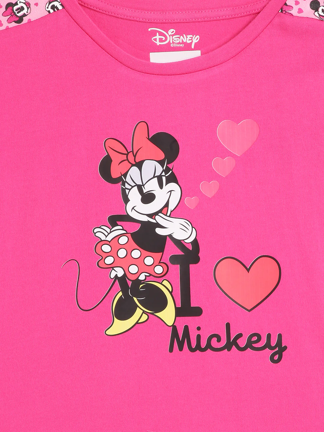 Blue Giraffe Girls Pink Printed Round Neck Short Sleeves Tshirt - Image 3