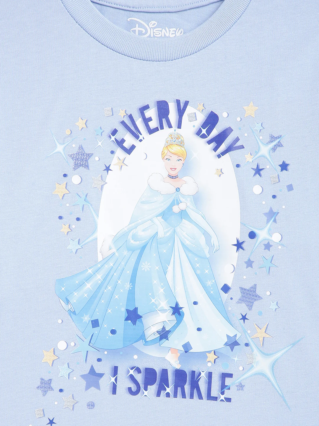Blue Giraffe Girls Blue Printed Round Neck Short Sleeves Tshirt - Image 3