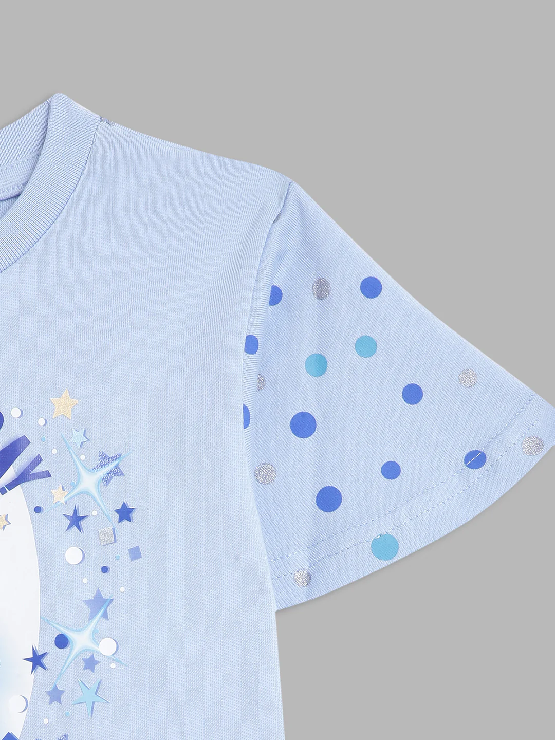 Blue Giraffe Girls Blue Printed Round Neck Short Sleeves Tshirt - Image 5