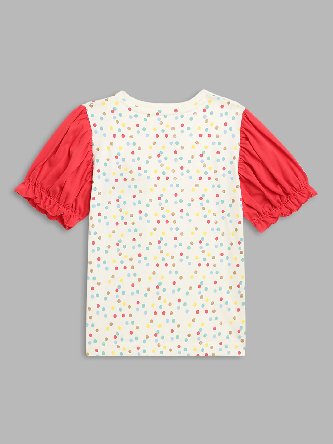 Blue Giraffe Girls Cream Printed Round Neck Short Sleeves Tshirt - Image 2