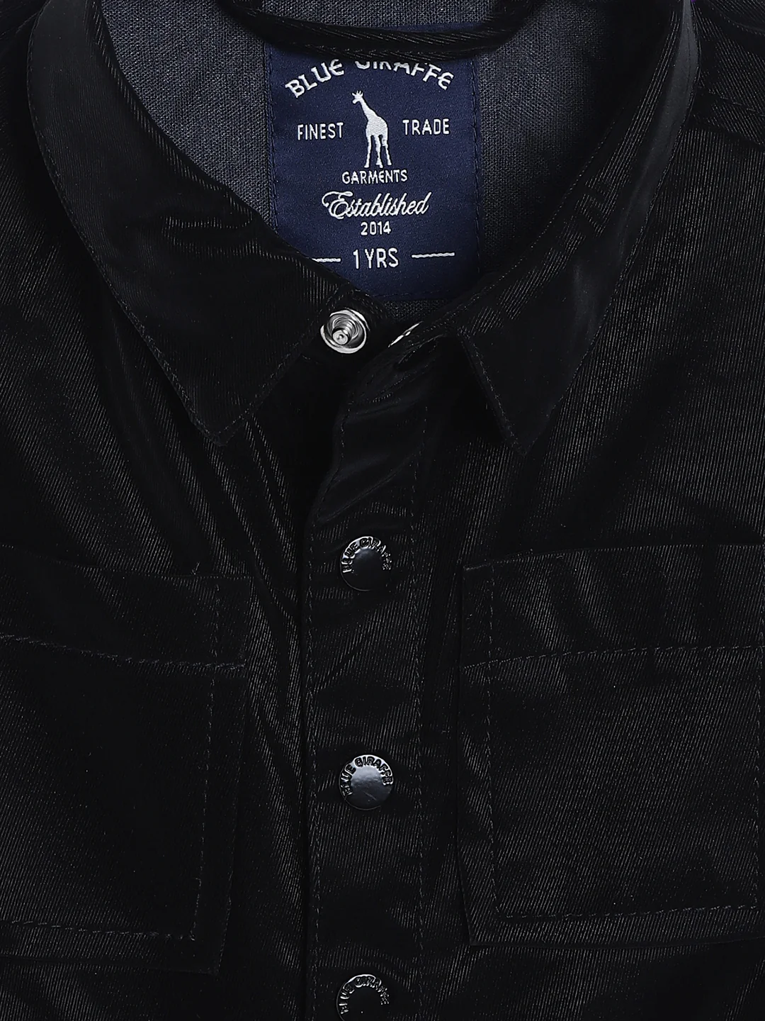Blue Giraffe Boys Black Solid Collar Jacket - Image 3