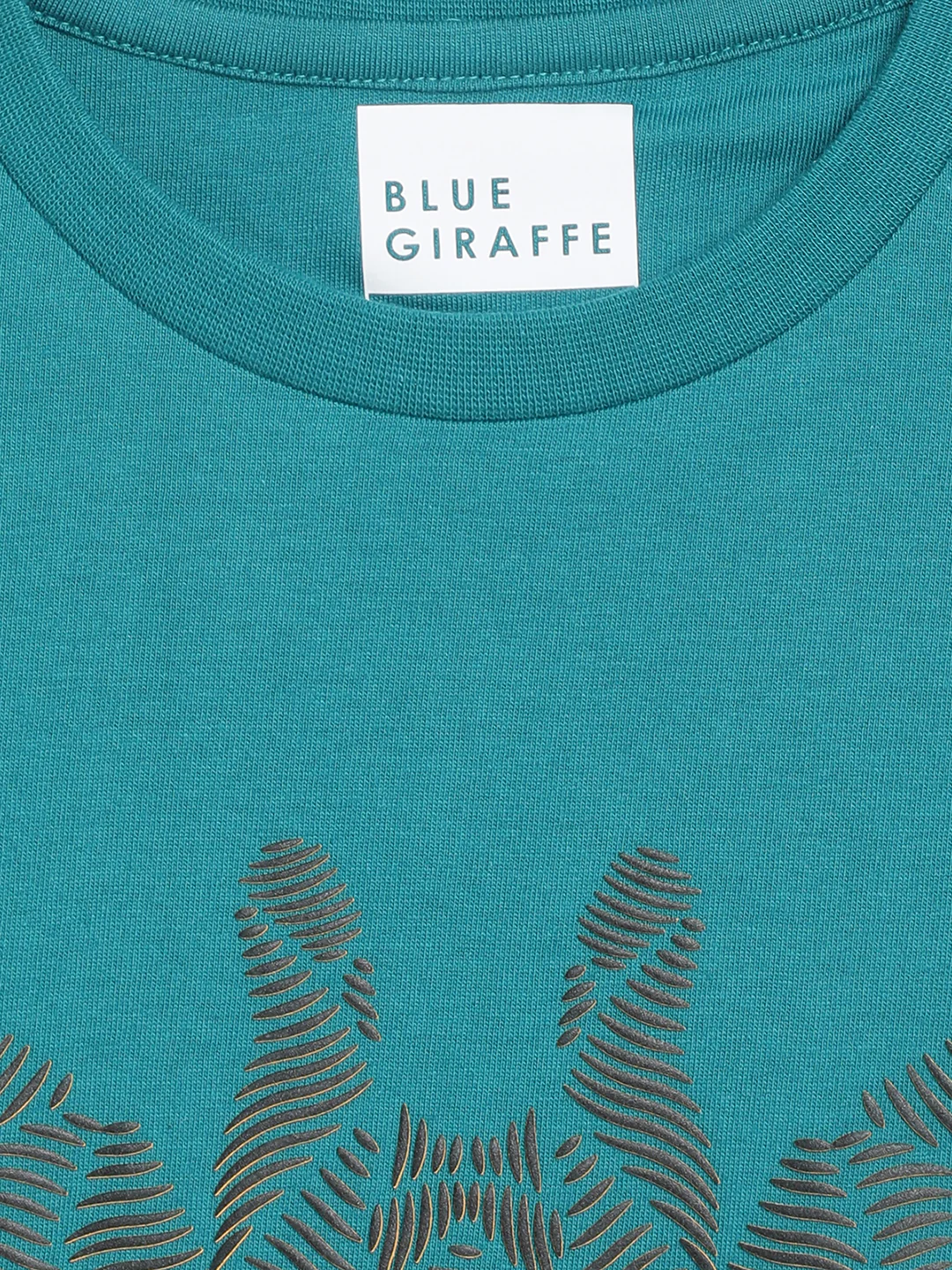 Blue Giraffe Boys Teal Printed Round Neck Full Sleeves Tshirt - Image 3