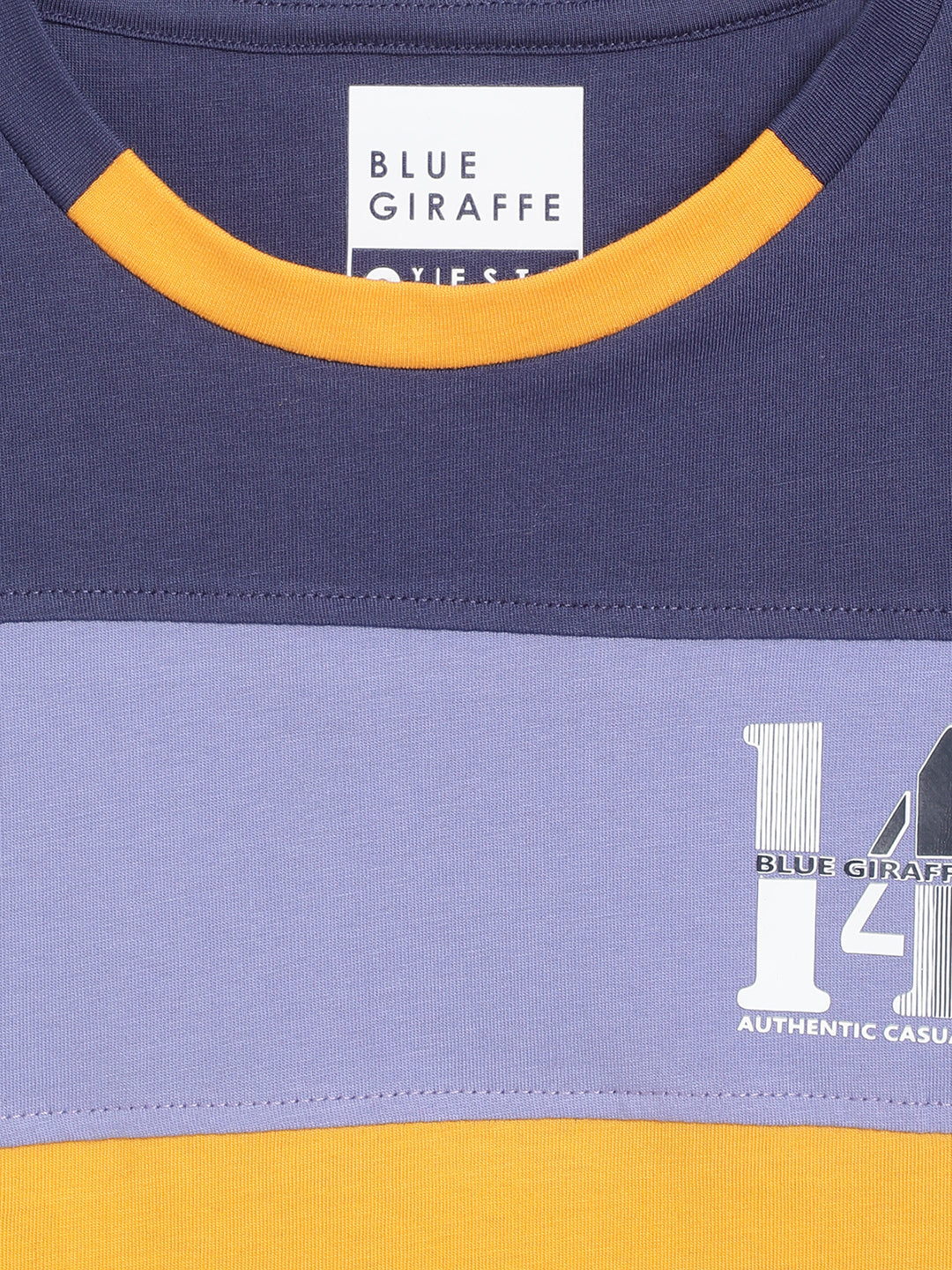 Blue Giraffe Boys Multicolor Colorblocked Round Neck Full Sleeves Tshirt - Image 3
