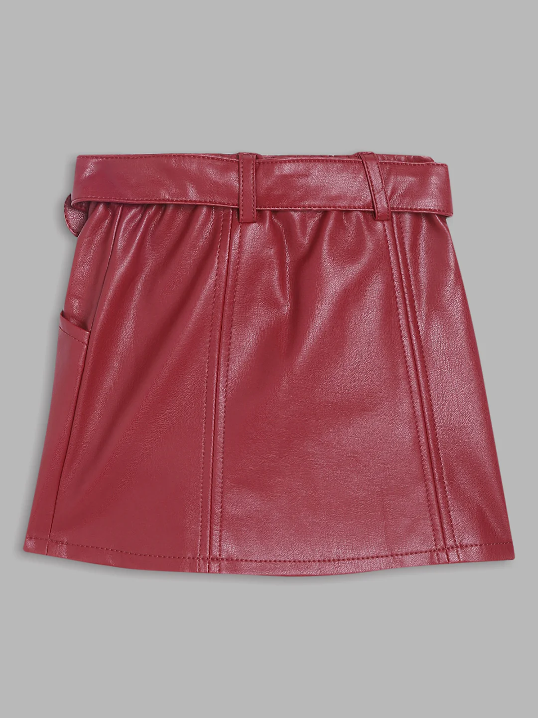 Blue Giraffe Girls Maroon Solid Regular Fit Skirt - Image 2