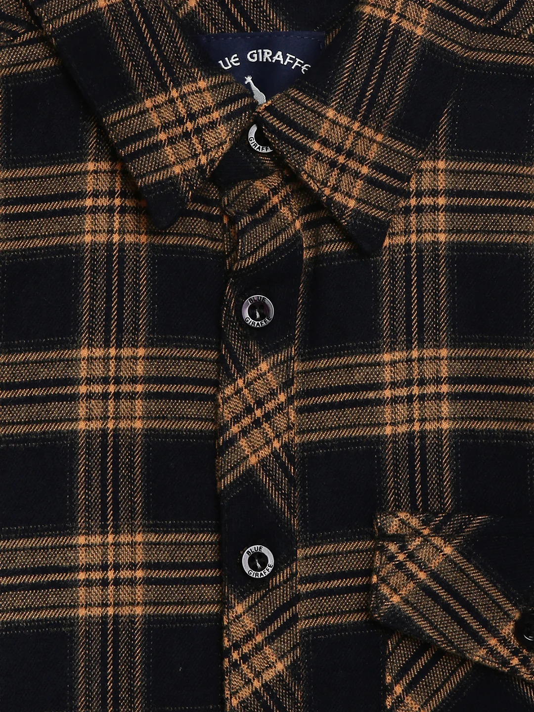 Blue Giraffe Boys Brown Checked Shirt - Image 3