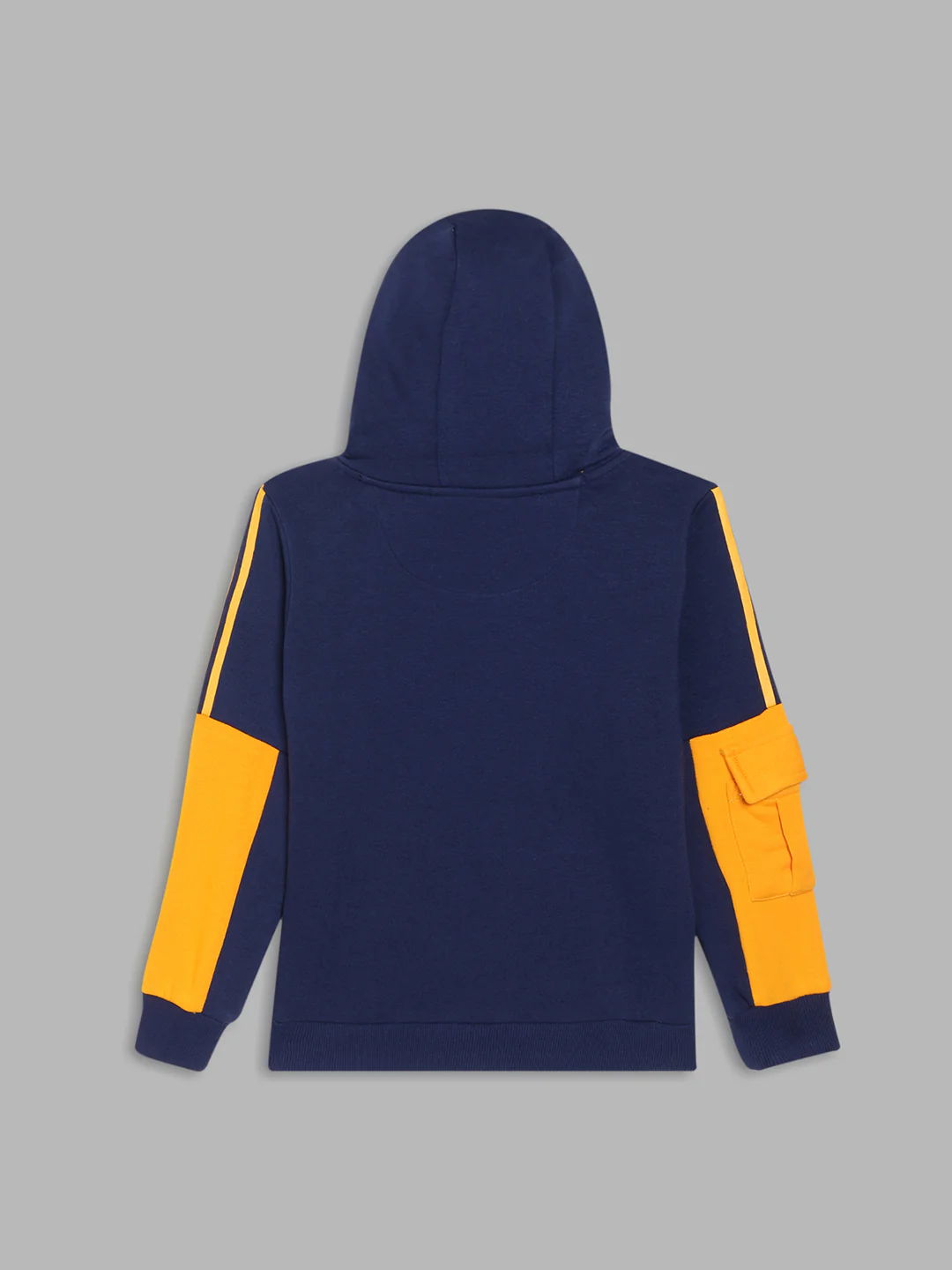 Blue Giraffe Boys Navy Blue Solid Hooded Full Sleeves Sweatshirt - Image 2