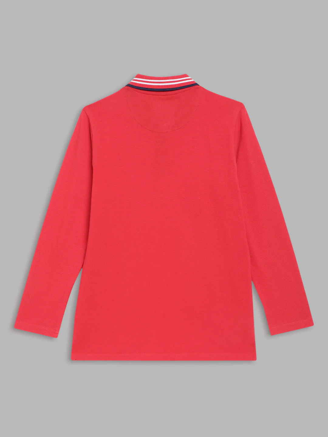 Blue Giraffe Boys Red Solid Polo Collar Full Sleeves Tshirt - Image 2