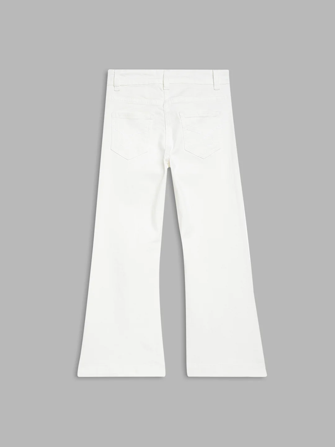 Blue Giraffe Girls White Solid Bootcut Jeans - Image 2