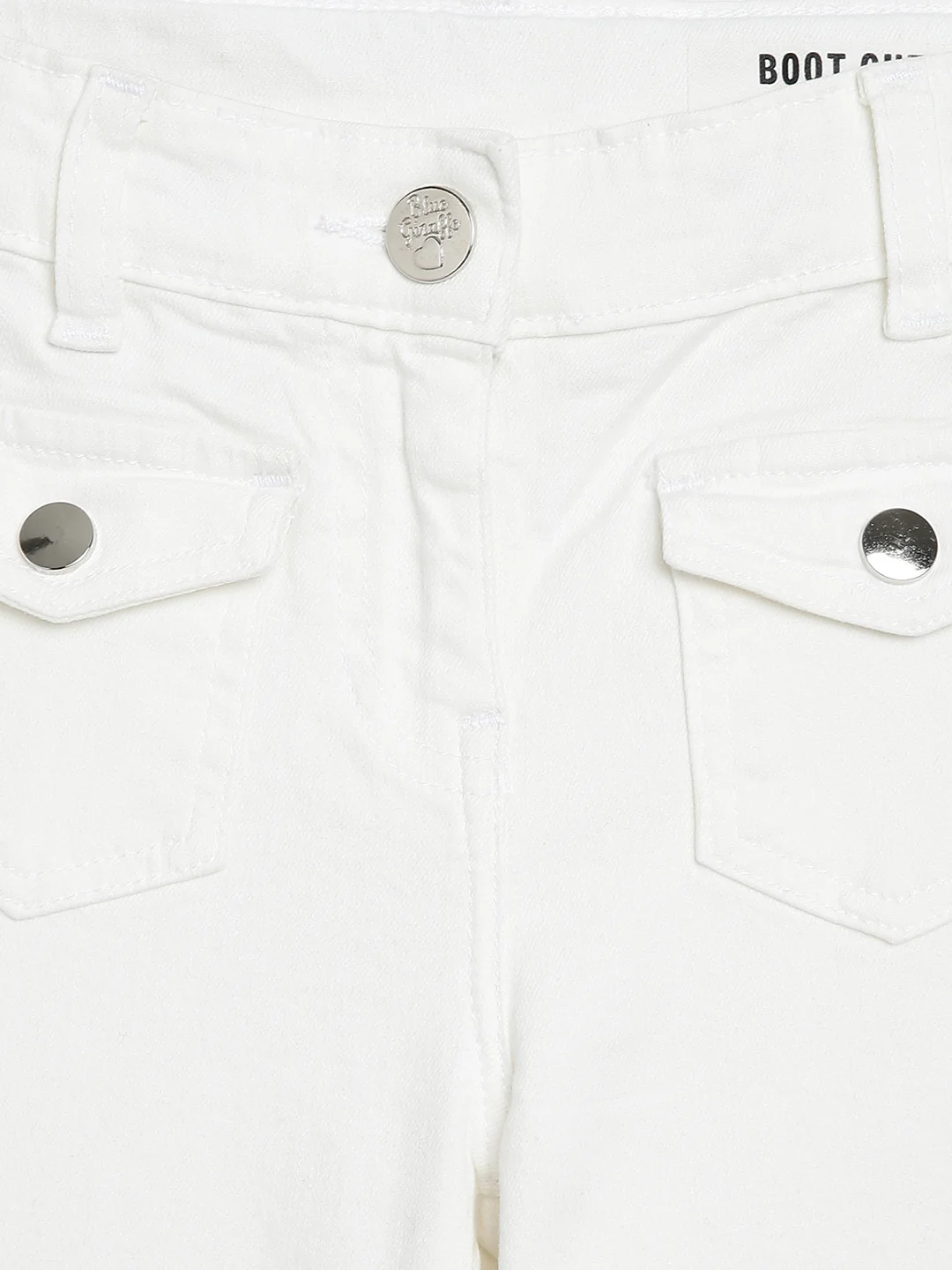 Blue Giraffe Girls White Solid Bootcut Jeans - Image 3