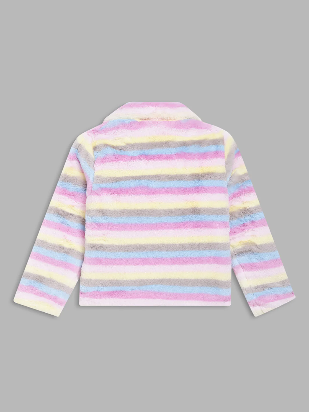 Blue Giraffe Girls Multicolor Striped Shirt Collar Full Sleeves Jacket - Image 2