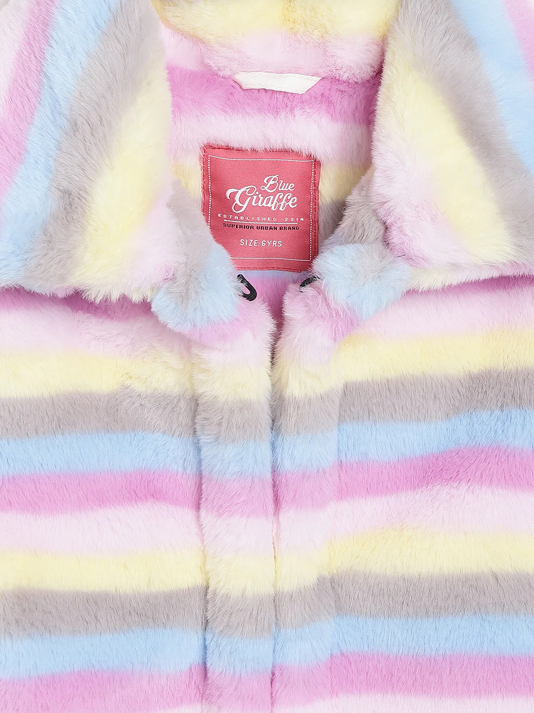 Blue Giraffe Girls Multicolor Striped Shirt Collar Full Sleeves Jacket - Image 3