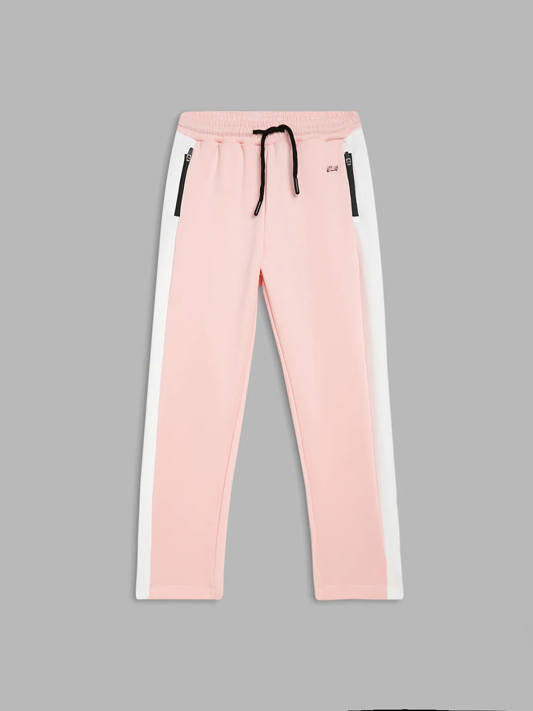 Blue Giraffe Girls White Colour blocked Regular Fit Sweatpant