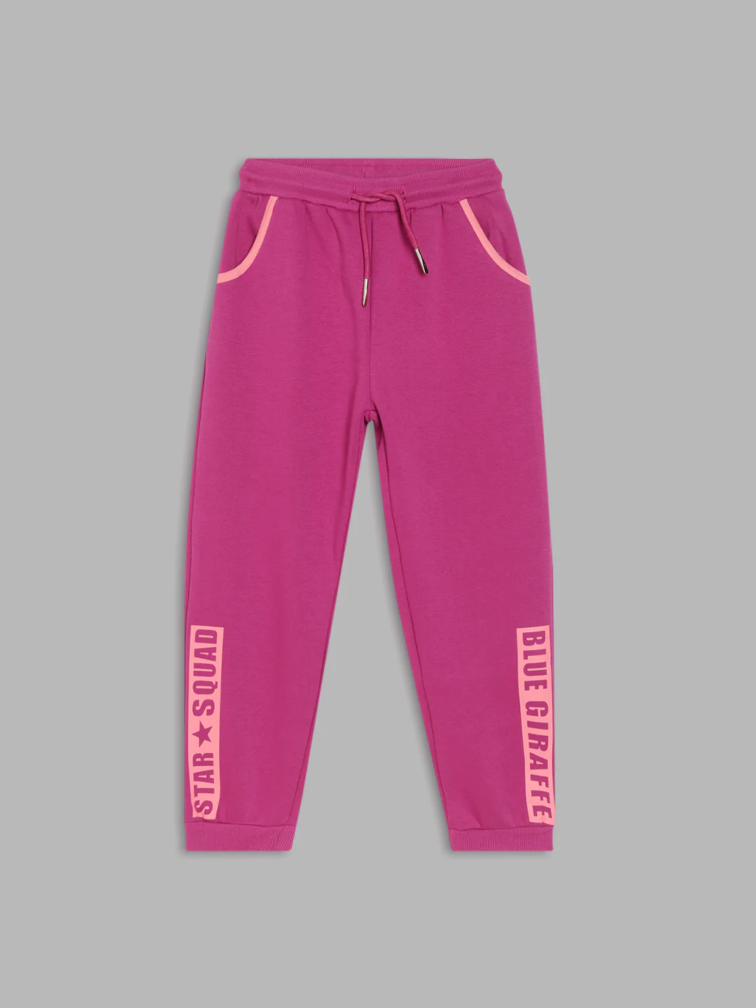 Blue Giraffe Girls Pink Printed Regular Fit Mid-Rise Jogger Style Track Pants