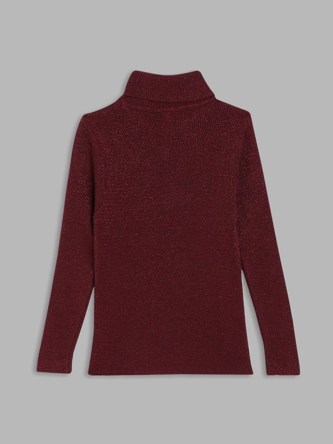 Blue Giraffe Girls Wine Solid Turtle Neck Full Sleeves Pullover Style Sweater - Image 2