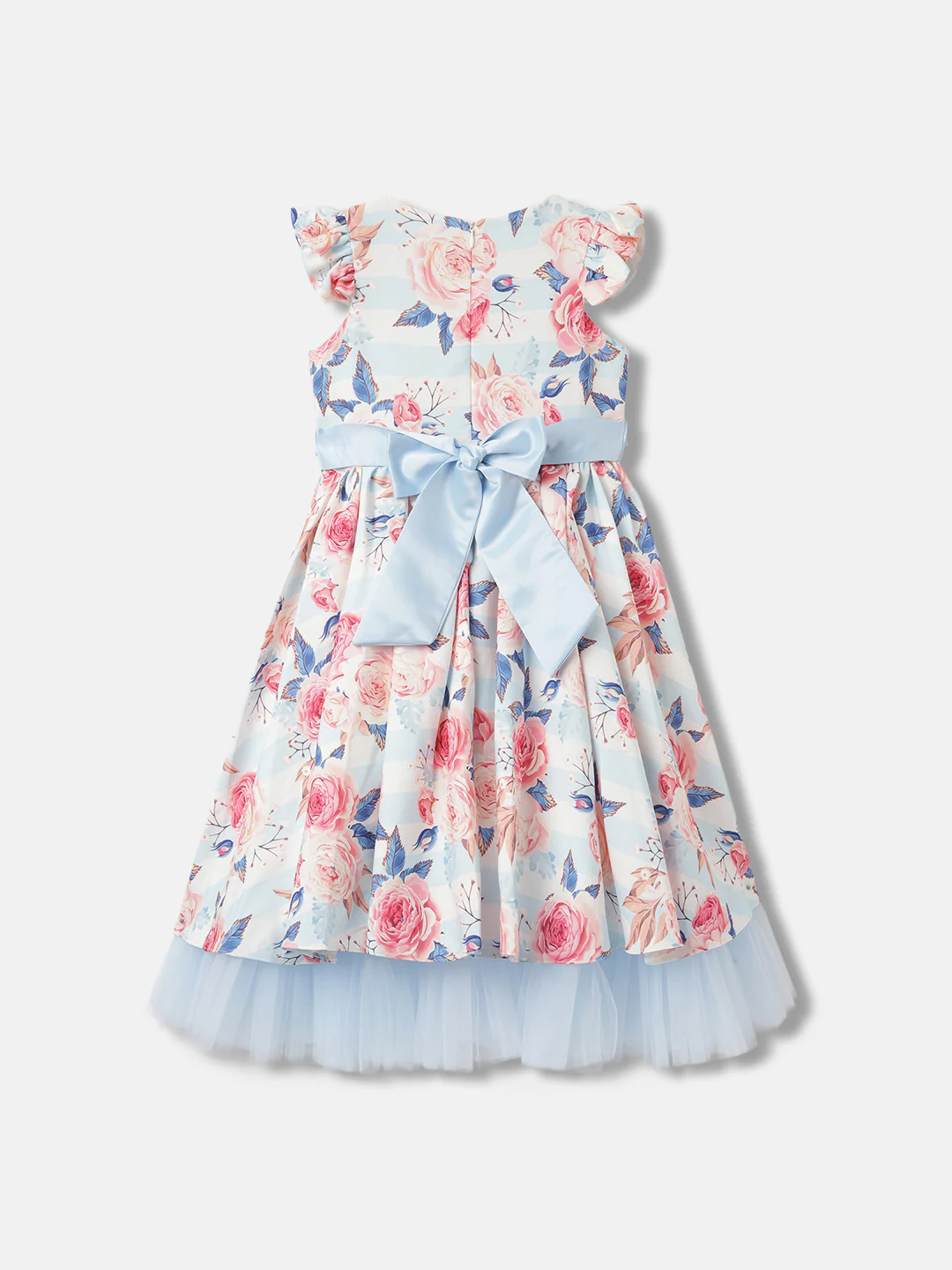 Blue Giraffe Girls Multi Printed Round Neck Short Sleeves Dress