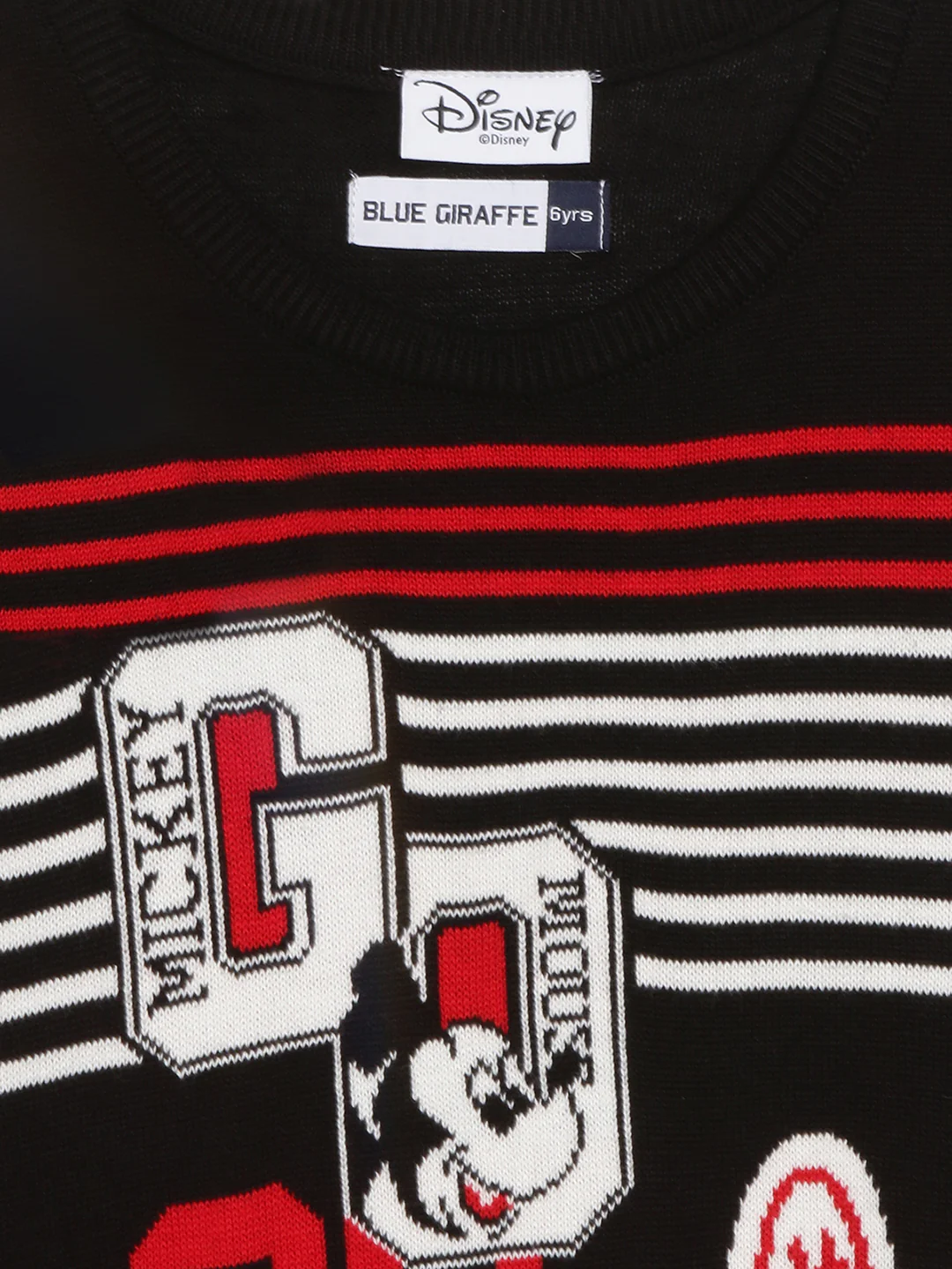 Blue Giraffe Boys Black Printed Round Neck Full Sleeves Pullover Style Sweater - Image 3