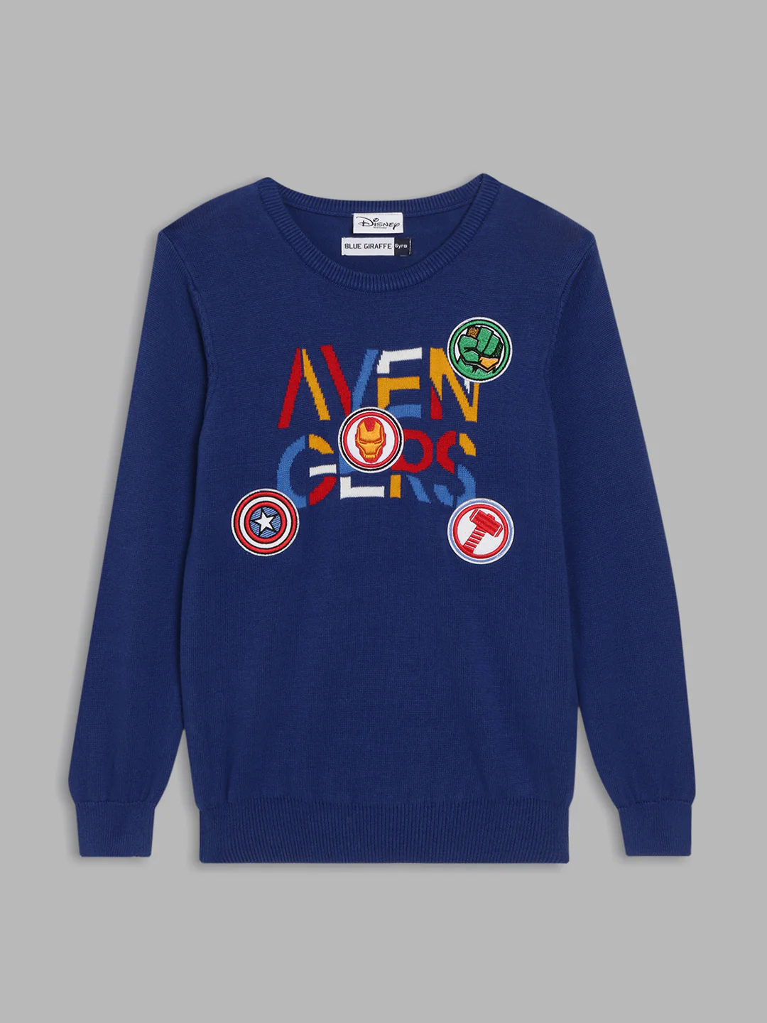 Blue Giraffe Boys Blue Solid Sweater