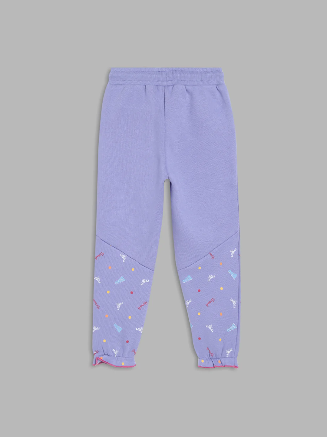 Blue Giraffe Girls Purple Solid Regular Fit Mid-Rise Jogger Style Track Pants - Image 2