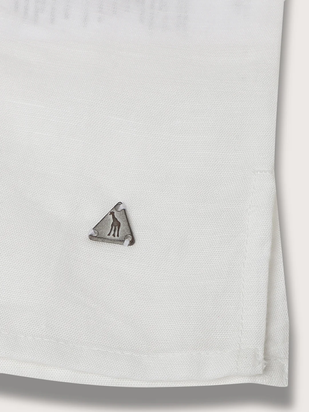 Blue Giraffe Boys White Solid Mandarin Collar Shirt - Image 5