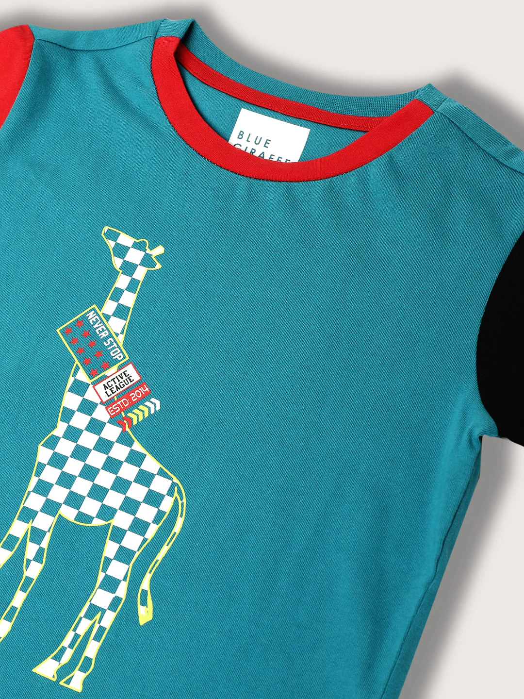 Blue Giraffe Boys Teal Solid Round Neck TShirt - Image 3