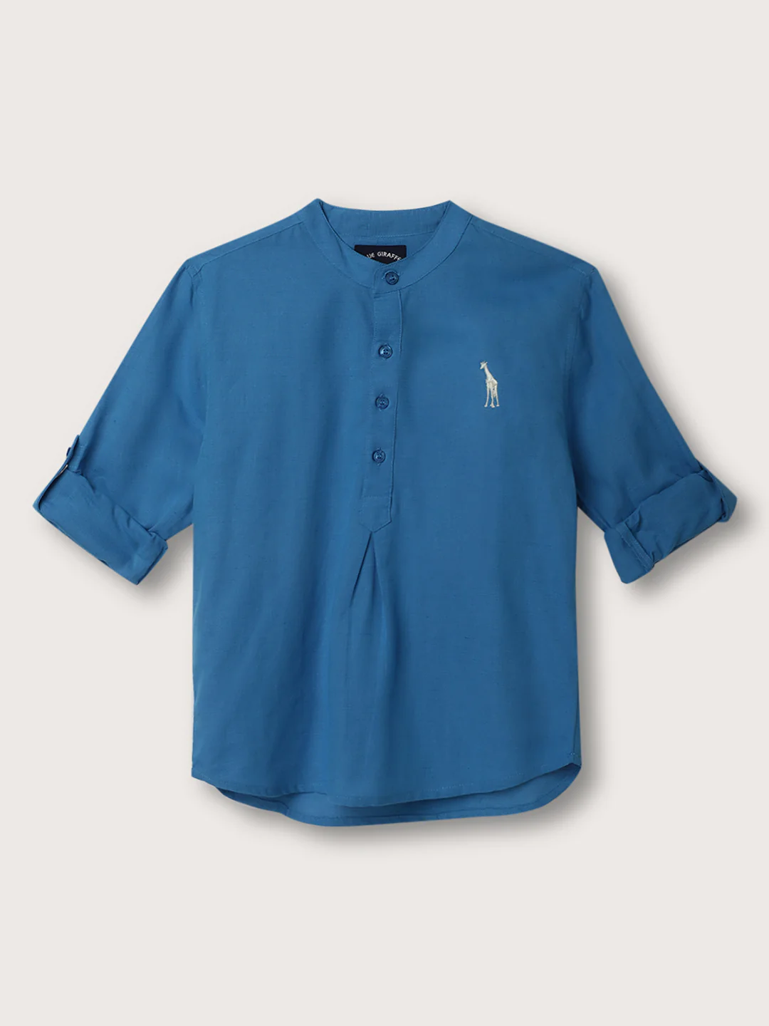 Blue Giraffe Boys Blue Solid Collar Shirt - Image 6