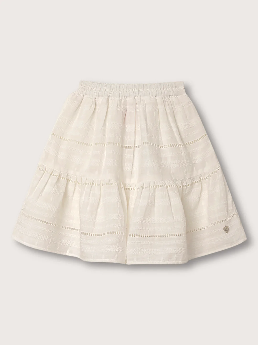 Blue Giraffe Girls White Embroidered Regular Fit Skirt