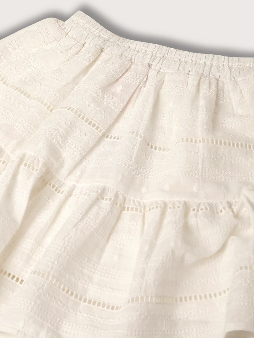 Blue Giraffe Girls White Embroidered Regular Fit Skirt - Image 3