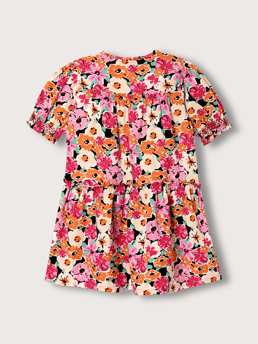 Blue Giraffe Girls Multicolor Printed Round Neck Short Sleeves A-line Dress - Image 2