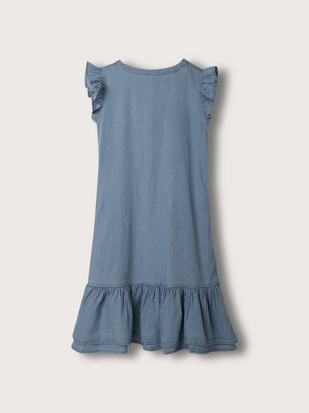 Blue Giraffe Girls Blue V Neck Solid Dress - Image 4
