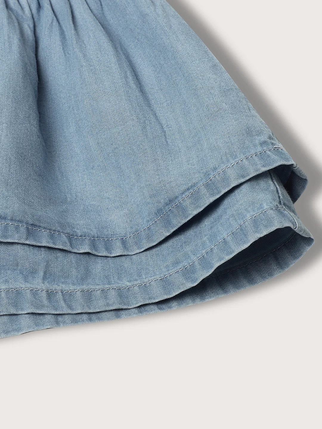 Blue Giraffe Girls Blue Solid V-Neck Short Sleeves Drop Waist Dress - Image 6