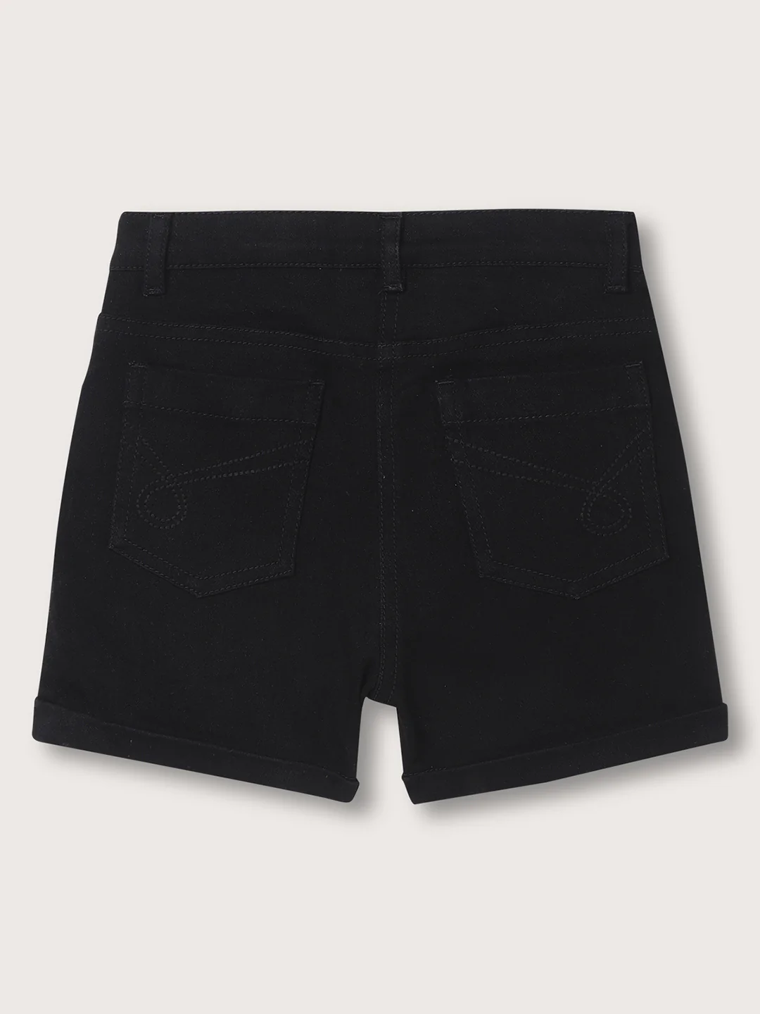 Blue Giraffe Girls Black Solid Regular Fit Shorts - Image 5