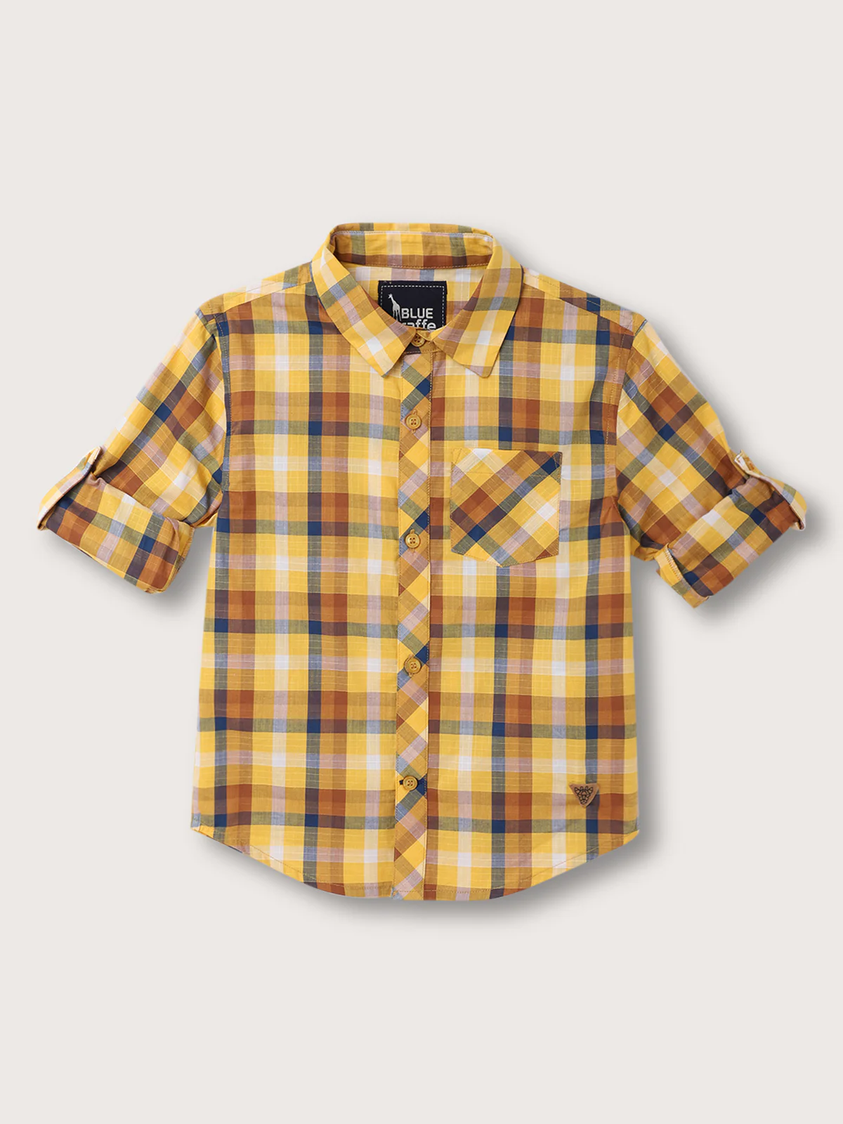 Blue Giraffe Boys Multi-Color Checked Spread Collar Full Sleeves Shirt - Image 2