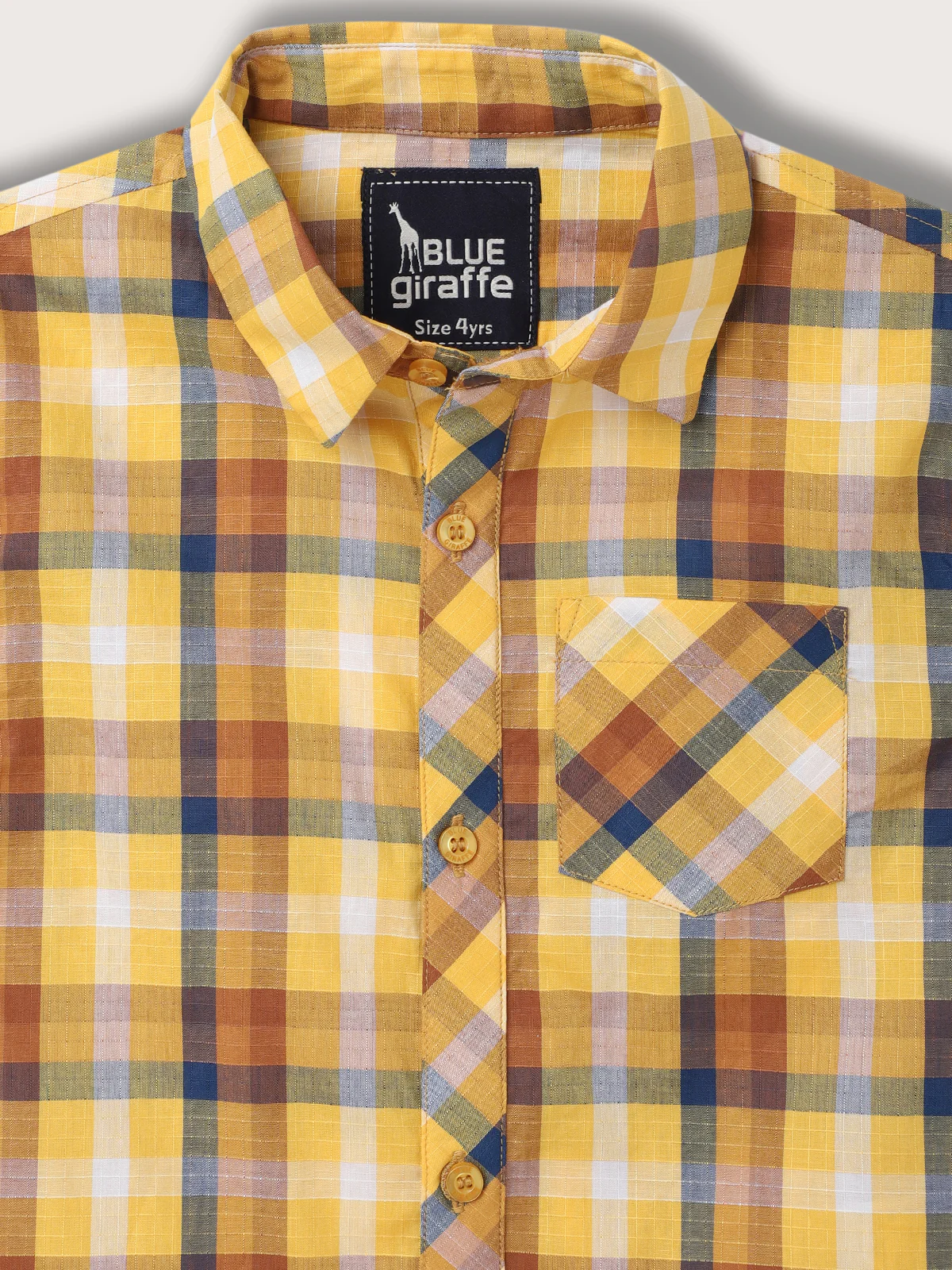Blue Giraffe Boys Multi-Color Checked Spread Collar Full Sleeves Shirt - Image 4