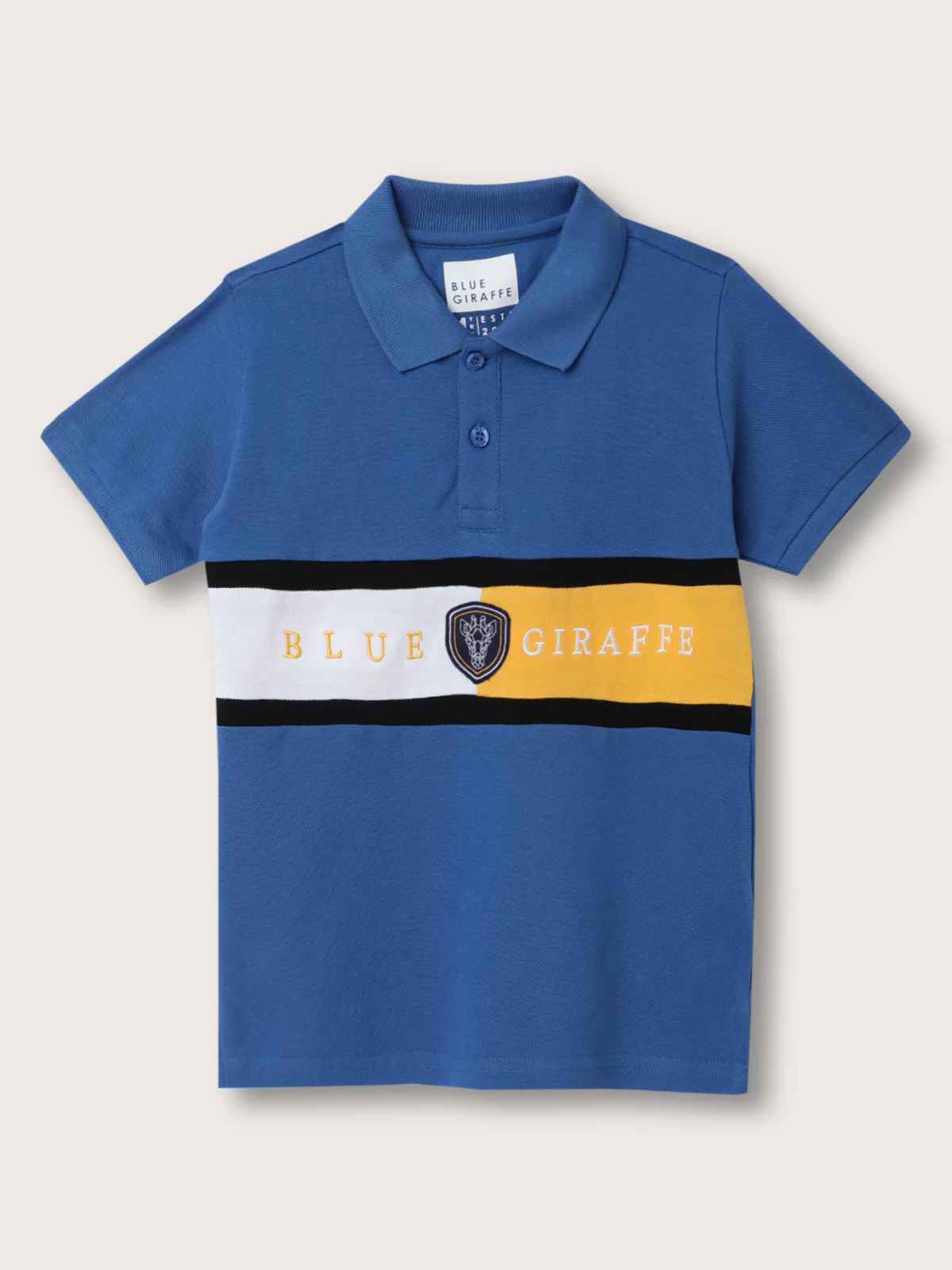 Blue Giraffe Kids Blue Regular Fit Polo Tshirt