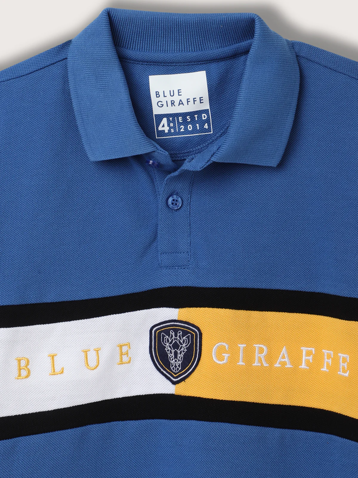 Blue Giraffe Kids Blue Regular Fit Polo Tshirt - Image 3