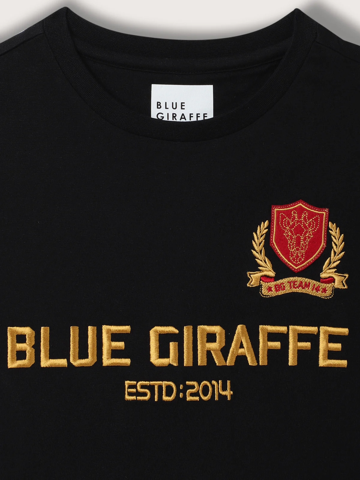 Blue Giraffe Kids Black Embroidered Regular Fit Tshirt - Image 3