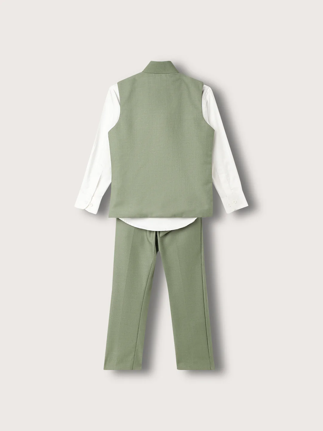 Blue Giraffe Boys Green Solid Waist Coat Set - Image 2