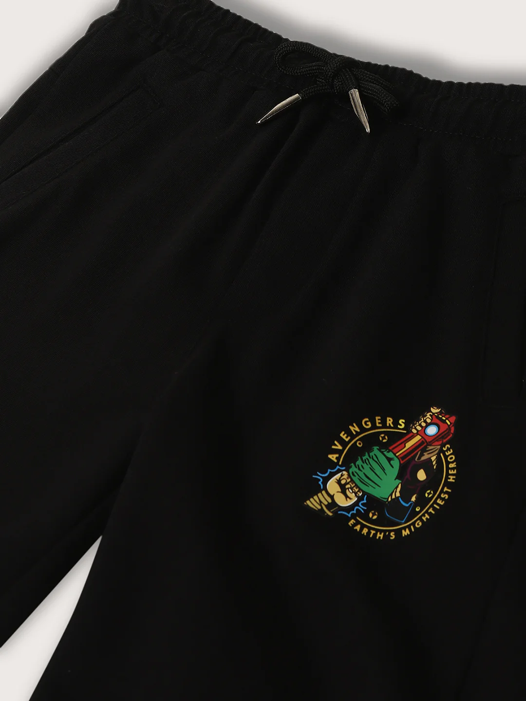 Blue Giraffe Boys Black Solid Regular Fit Shorts - Image 3