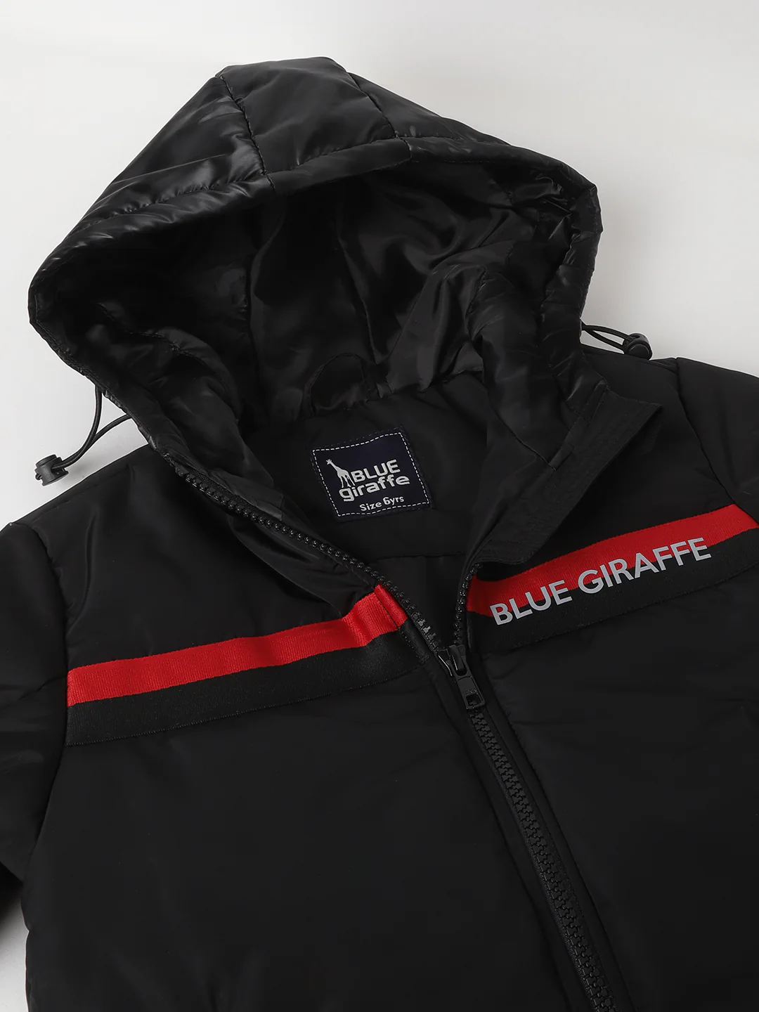 Blue Giraffe Boys Solid Hooded Full Sleeves Jacket - Image 3