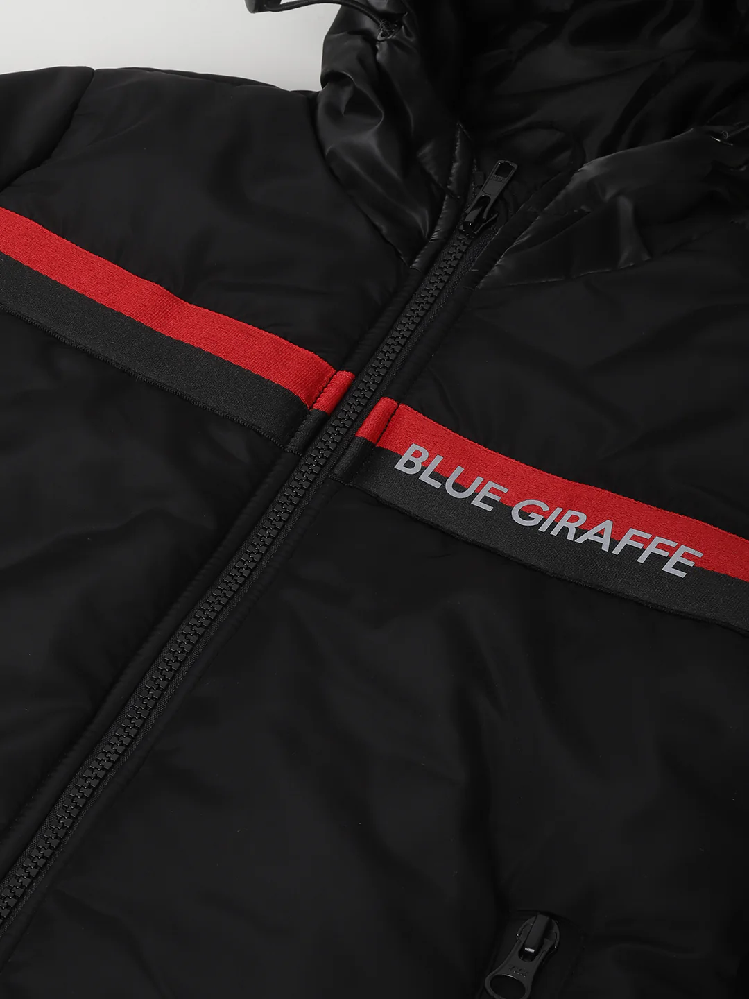 Blue Giraffe Boys Solid Hooded Full Sleeves Jacket - Image 4