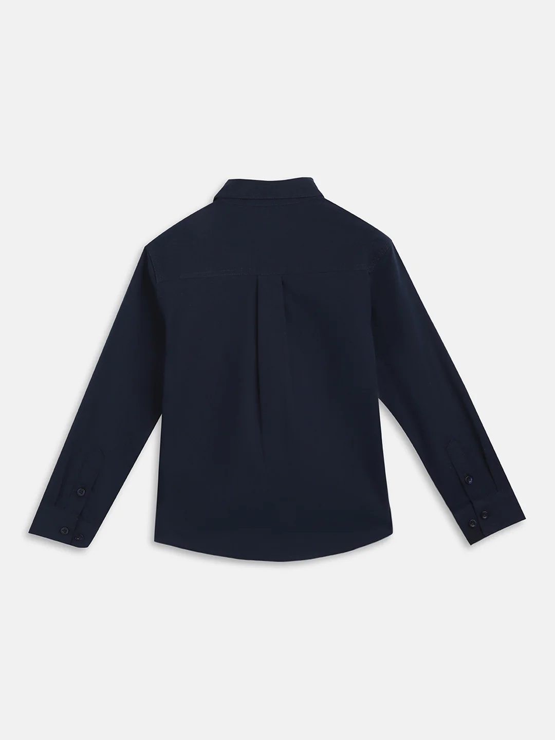 Blue Giraffe Boys Blue Solid Spread Collar Full Sleeves Shirt - Image 2