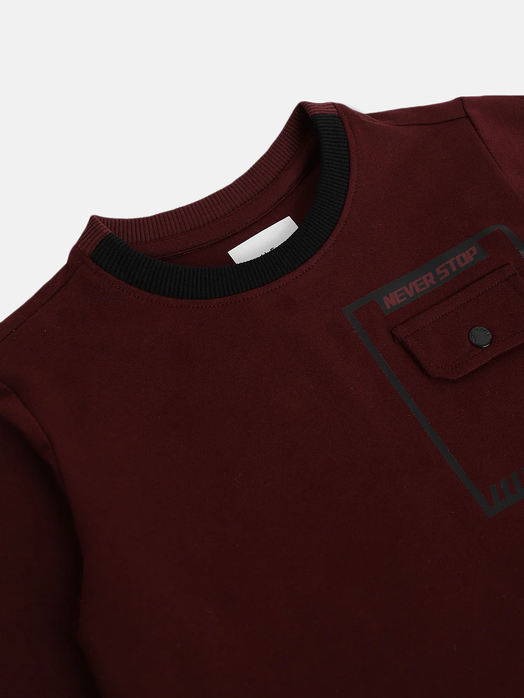 Blue Giraffe Boys Red Solid Round Neck Full Sleeves Tshirt - Image 3