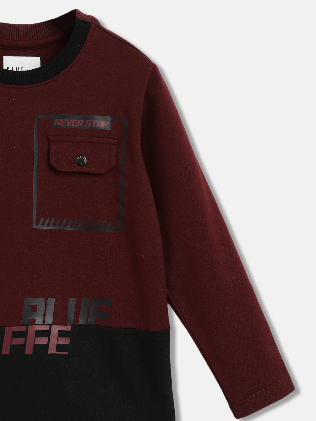 Blue Giraffe Boys Red Solid Round Neck Full Sleeves Tshirt - Image 5