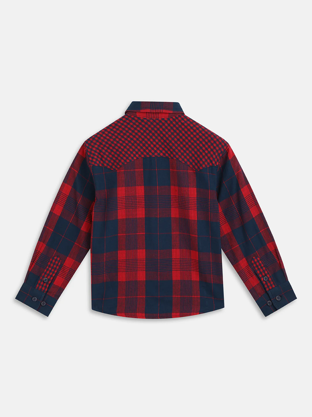Blue Giraffe Kids Red Checked Regular Fit Shirt - Image 2