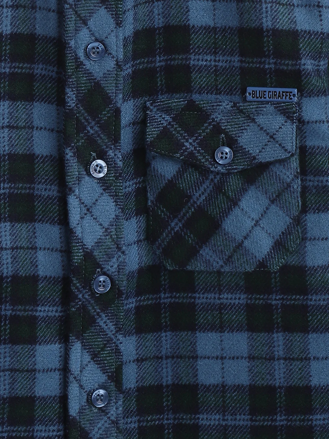 Blue Giraffe Boys Blue Checked Spread Collar Full Sleeves Shirt - Image 4
