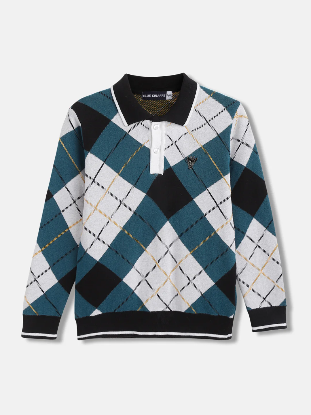 Blue Giraffe Kids Multi Checked Regular Fit Polo Tshirt