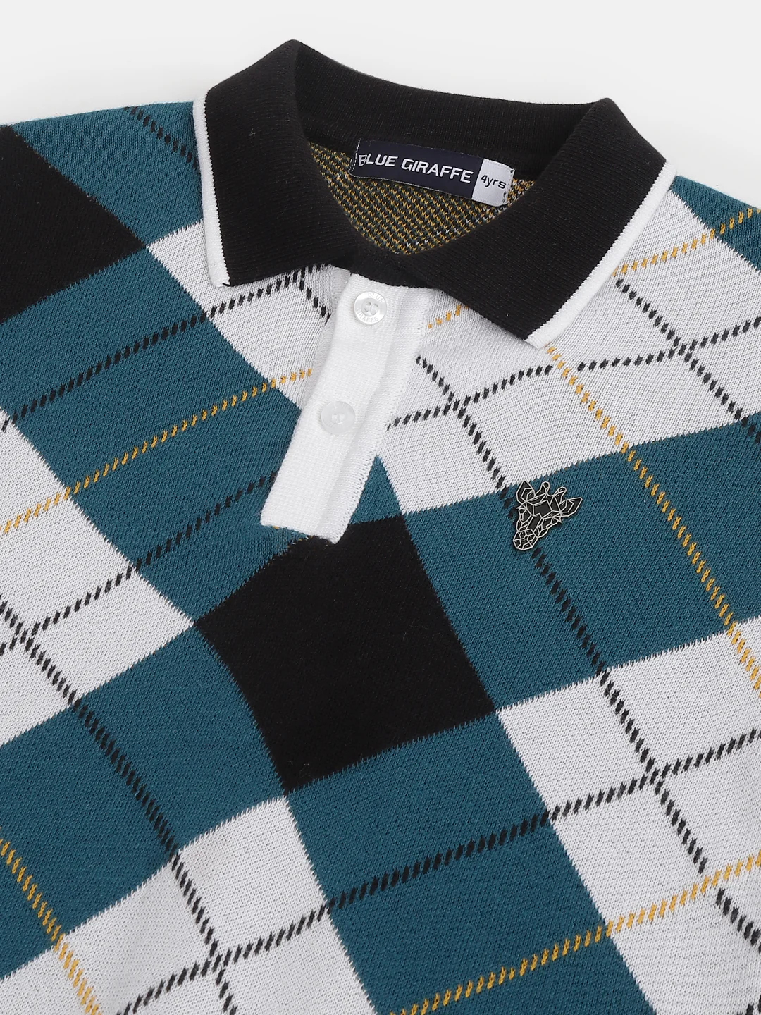 Blue Giraffe Kids Multi Checked Regular Fit Polo Tshirt - Image 3