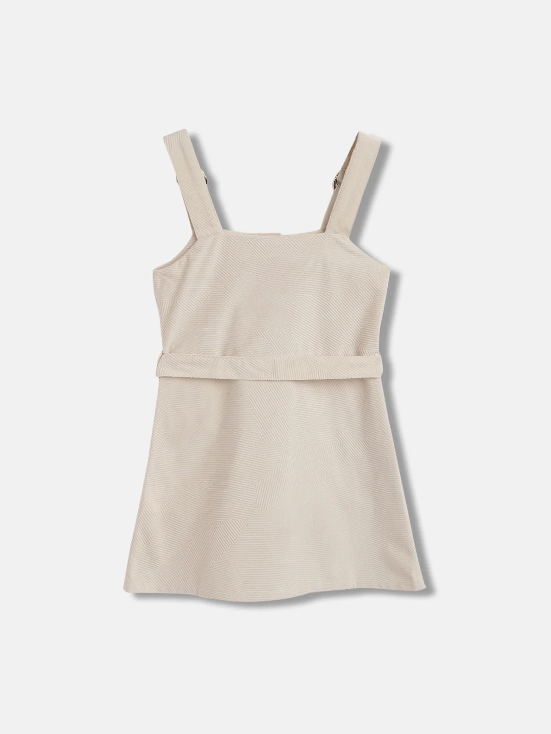 Blue Giraffe Girls Cream Solid Square Neck Dress - Image 2